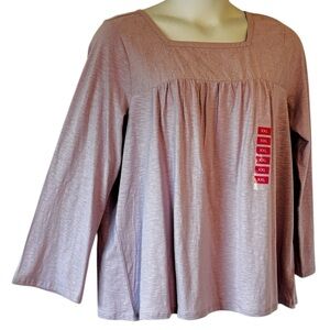 Gloria Vanderbilt Embroidered Peasant Top NEW WITH TAGS Modal Lavender Color XXL